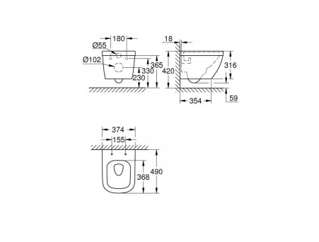 Подвесной Унитаз «Grohe» Euro Ceramic Овальный (39206000)
