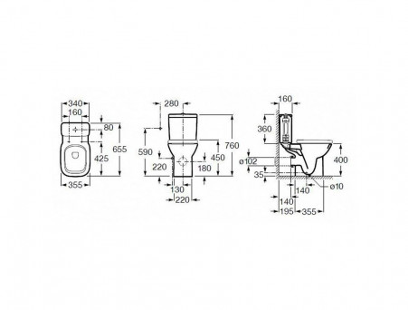 Бачок для Унитаза «Roca» Debba Прямоугольный, Двойной Слив (734199100Y)