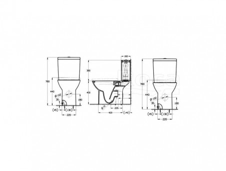 Напольный Унитаз-Компакт «Roca» Debba Round Овальный, Двойной Слив (734299P00Y)