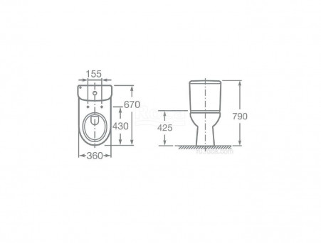 Напольный Унитаз-Компакт «Roca» Access Овальный, с Сиденьем (734P23900Y)