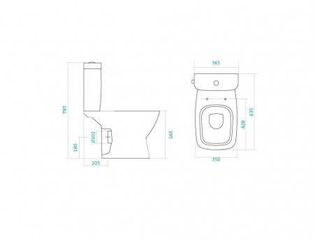 Напольный Унитаз-Компакт «Santek» Нео Прямоугольный, с Сиденьем (1WH302194)