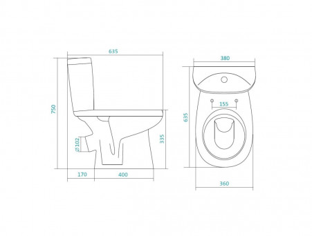 Напольный Унитаз-Компакт «Santek» Анимо Овальный, с Сиденьем (1WH302137)
