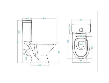 Напольный Унитаз-Компакт «Santek» Лига Стандарт Овальный, с Сиденьем (1WH302197)