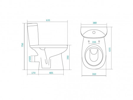 Напольный Унитаз-Компакт «Santek» Анимо Стандарт Овальный, с Сиденьем (1WH302132)