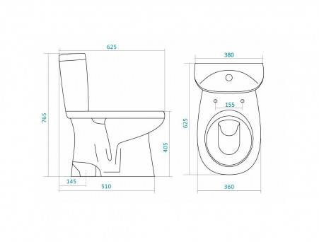 Напольный Унитаз-Компакт «Santek» Анимо Стандарт Овальный, с Сиденьем (1WH302133)