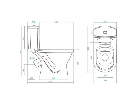 Напольный Унитаз-Компакт «Santek» Алькор Стандарт Овальный, с Сиденьем (1WH302140)