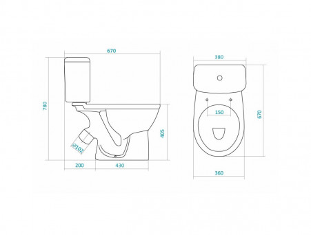 Напольный Унитаз-Компакт «Santek» Бореаль Овальный, с Антивсплеском и Сидением (1WH302146)