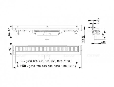 Душевой Лоток «AlcaPlast» Вертикальный Слив (APZ1104850)