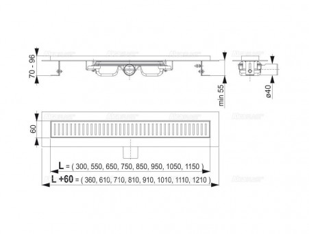Душевой Лоток «AlcaPlast» Горизонтальный Слив (APZ101650)