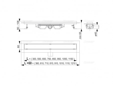 Душевой Лоток «AlcaPlast» Горизонтальный Слив (APZ106650)