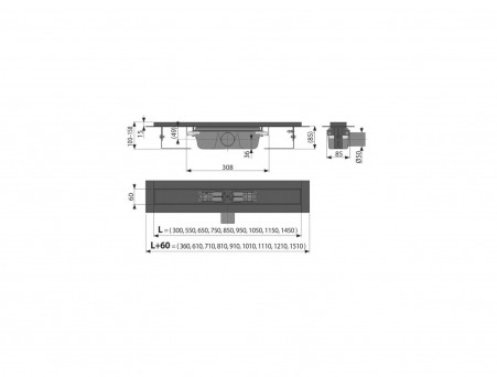 Душевой Лоток «AlcaPlast» Горизонтальный Слив (APZ1BLACK300)