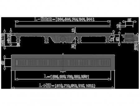 Душевой Лоток с Решеткой «AlcaPlast» Горизонтальный Слив (APZ10BLACK550M)
