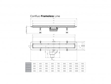 Душевой Лоток «Pestan» Confluo Frameless Line 450, Горизонтальный Слив (13701229)