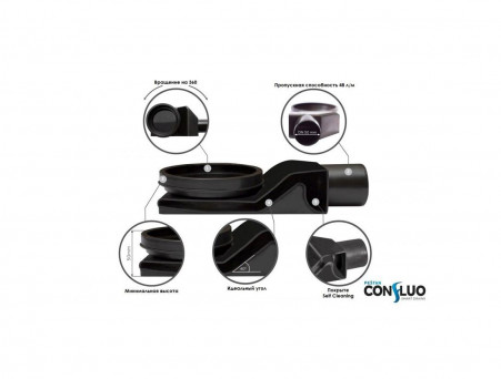 Душевой Лоток с Решеткой «Pestan» Confluo Frameless Line 550 Black Matte, Горизонтальный Слив (13701319)