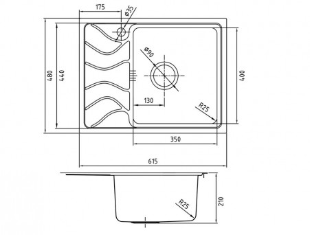 Мойка для Кухни «Iddis» Reeva Прямоугольная 615x480x210 (REE61SRi77)