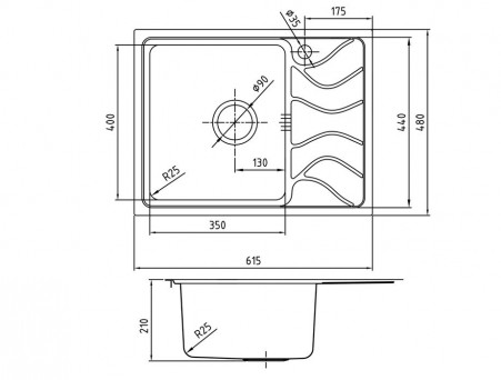 Мойка для Кухни «Iddis» Reeva Прямоугольная 615x480x210 (REE61SLi77)