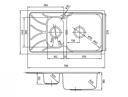 Мойка для Кухни «Iddis» Arro Прямоугольная 780x440x180 (ARR78SZi77)