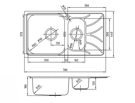 Мойка для Кухни «Iddis» Arro Прямоугольная 780x440x180 (ARR78SXi77)