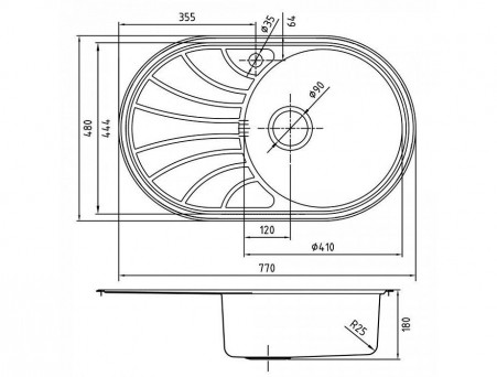 Мойка для Кухни «Iddis» Suno Овальная 770x480x180 (SUN77SRi77)