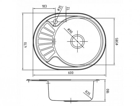 Мойка для Кухни «Iddis» Suno Овальная 600x470x180 (SUN60SRi77)