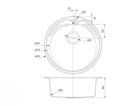 Мойка для Кухни «Iddis» Suno Круглая 510x510x180 (SUN51P0i77)