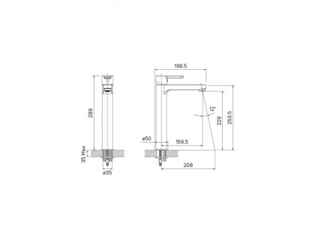 Смеситель для Накладного Умывальника «Iddis» Sena, Стиль: Классический (SENSB01i01)