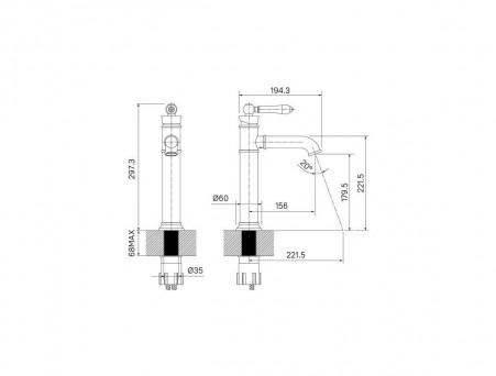 Смеситель для Умывальника «Iddis» Oxford, Стиль: Ретро (OXFSB01i01)