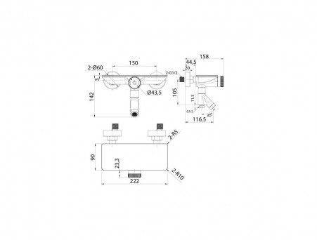 Смеситель для Ванны «Iddis» Shelfy, Стиль: Модерн (SHESBBTi02WA)