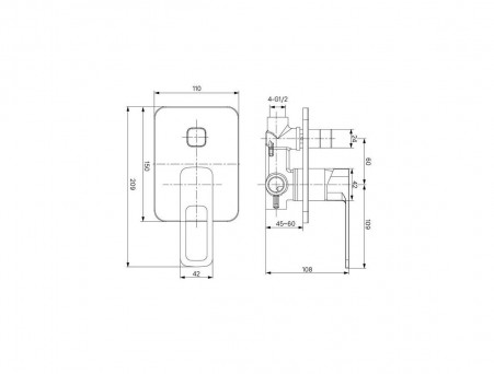 Смеситель Скрытого Монтажа с Двумя Выходами «Iddis» Slide, Стиль: Модерн (SLIBL00i67)