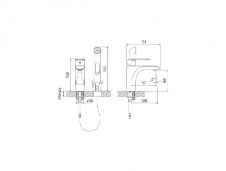 Смеситель для Умывальника с Гигиеническим Душем «Iddis» Calipso, Стиль: Модерн (CALSB00i08)