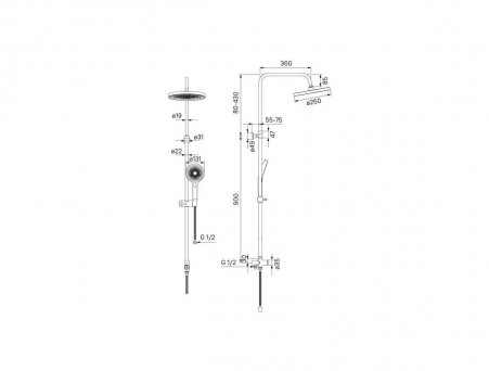 Душевой Гарнитур с Верхней Лейкой «Iddis» SpaHome, Стиль: Модерн (SPA3F0Ci76)