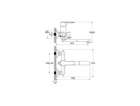 Смеситель для Ванны с Длинным Изливом «Iddis» Cuba, Стиль: Классический (CUBSBL2i10WA)