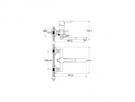 Смеситель для Ванны с Длинным Изливом «Iddis» Sena, Стиль: Классический (SENSBL2i10WA)