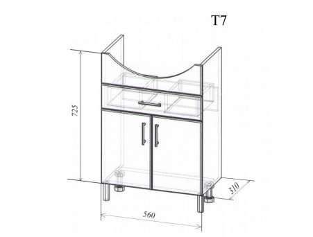 Тумба под Раковину «Андария» №5, Балтика 60, Сосна Скания Светлая-Темная (Т7 СОСНА СК.СВ-ТЕМН)