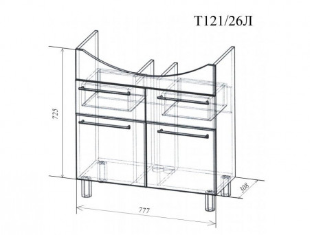 Тумба под Раковину «Андария» №19, Балтика 80, Люкс (Т121/26 Л)