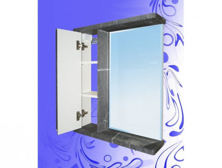 Зеркало-Шкаф для Ванной «Андария» Валенсия 600, Торос Графит, Левый (Правый) (Ш87/1 ТГ ЛЕВ. (ПР.))