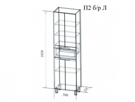 Пенал для Ванной «Андария» №16, 500, Люкс (П 2 Б/Р Л)