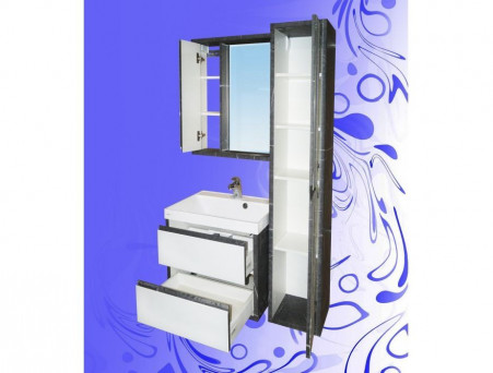 Пенал для Ванной «Андария» Валенсия, 300, Торос Графит - Белое стекло (П 7/9 ТГ-Б)