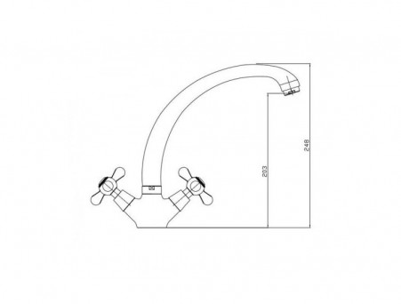 Смеситель для Кухни «BACH» С-образный, Двухрычажный (DI1020-03)