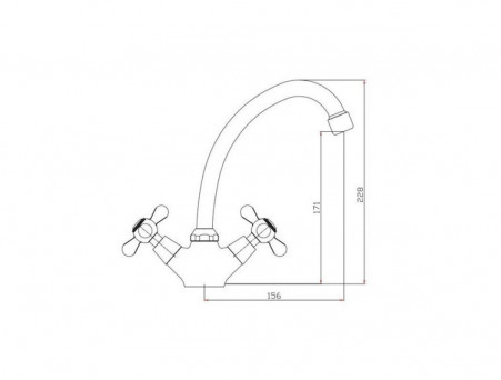 Смеситель для Кухни «BACH» С-образный, Двухрычажный (DIBR1010-03)