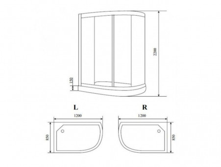 Душевая Кабина «Timo» Comfort Fabric Glass, Асимметричная 120x85x220 (T-8802L F)