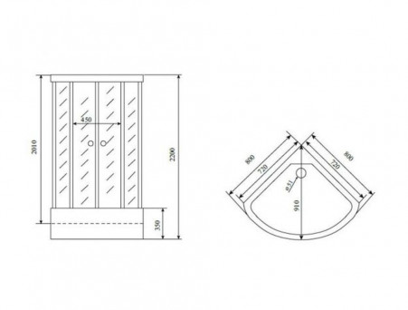 Душевая Кабина «Timo» Comfort Clean Glass, Четверть круга 80x80x220 (T-8880 C)