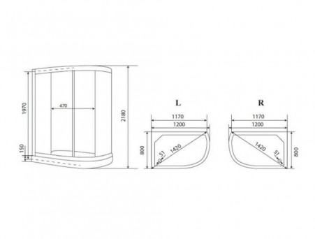 Душевая Кабина «Timo» Eco, Асимметричная 120x80x218 (TE-0702 R)