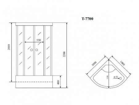 Душевая Кабина «Timo» Lux, Четверть круга 100x100x220 (T-7700)