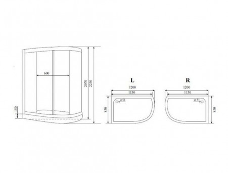 Душевая Кабина «Timo» Lux, Асимметричная 120x85x225 (T-7702 R)