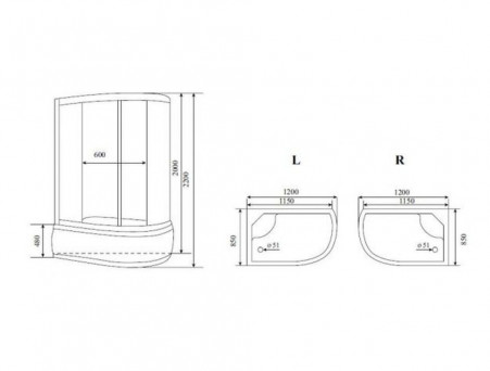 Душевая Кабина «Timo» Lux, Асимметричная 120x85x220 (T-7720 L)