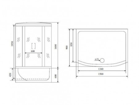 Душевая Кабина «Timo» Lux, Прямоугольная 150x90x220 (T-7750)