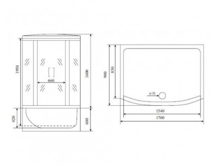 Душевая Кабина «Timo» Lux, Прямоугольная 170x90x220 (T-7770)