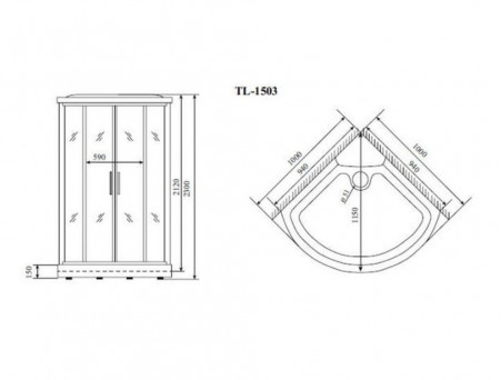 Душевая Кабина «Timo» Lux, Четверть круга 100x100x230 (TL-1503)