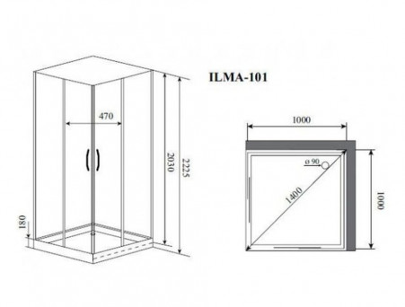 Душевая Кабина «Timo» Premium, Квадратная 100x100x222 с Крышей (ILMA 101+roof-101)